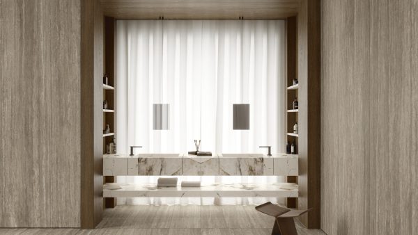 Ariostea TRAVERTINO TITANIO в интерьере