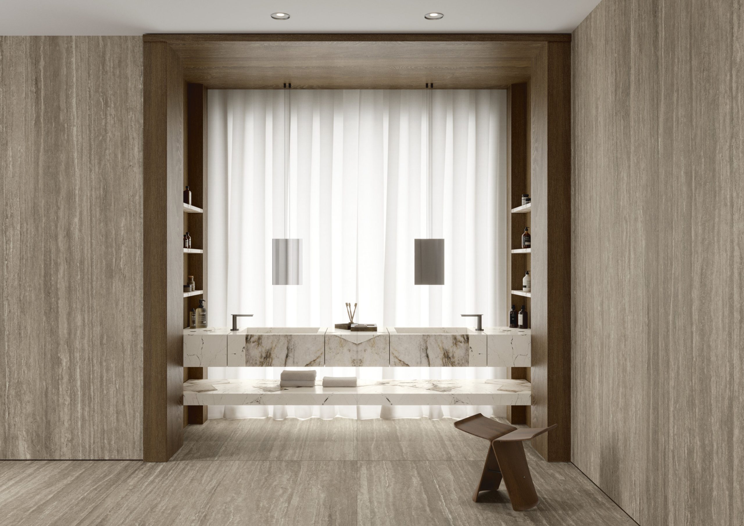 Ariostea TRAVERTINO TITANIO в интерьере Ariostea TRAVERTINO TITANIO в интерьере